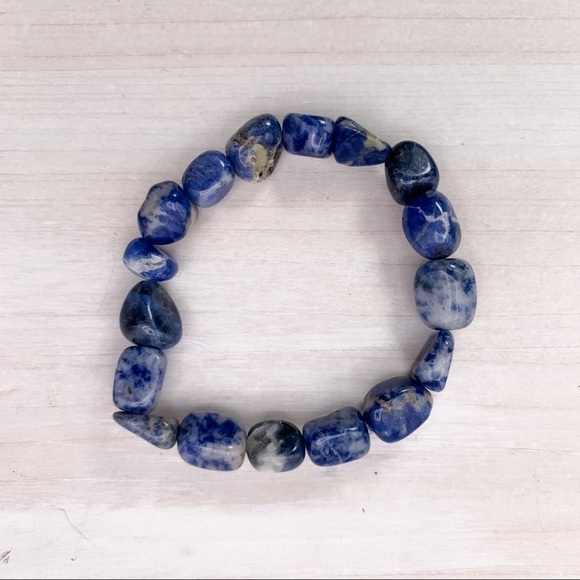 Sodalite Polished Stone Stretch Bracelet - Picture 6 of 6